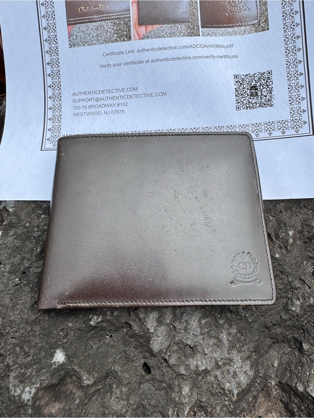 Christian Dior Vintage Brown Leather Bifold Wallet Authenticated